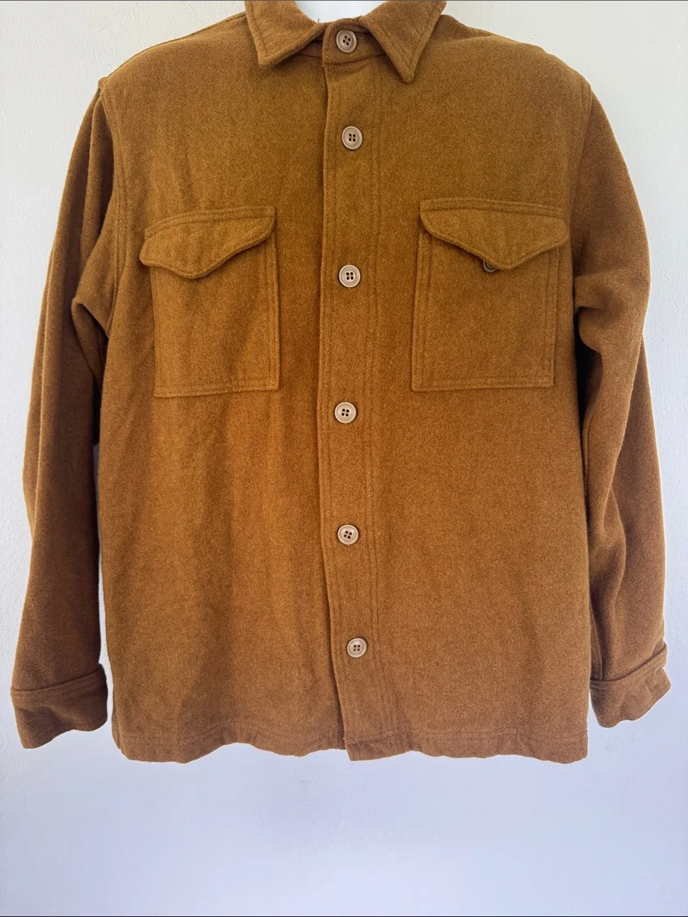 C.C. Filson Co Seattle men’s dark tan virgin wool Jac-shirt size large